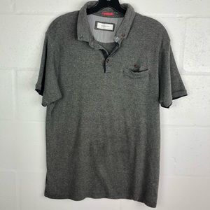 Denim & Flower Gray Collared Polo Shirt Large